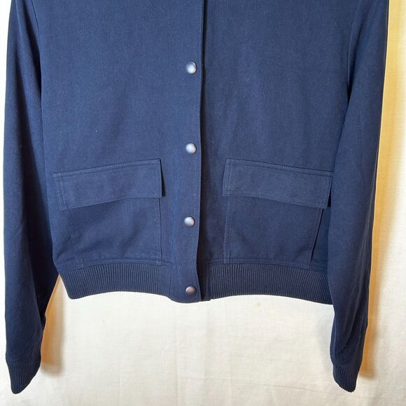 Jason Wu NWOT Women's Navy Snap Front Flap Pocket Bomber Style Jacket Size L - Picture 7 of 15